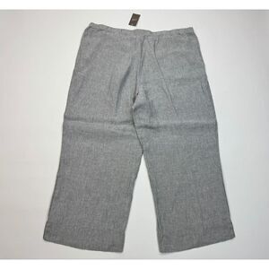 J Jill Linen Cropped Pants Women XL NWT‎ Pockets Elastic waist Tapered Gray